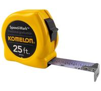Komelon SM3925 Speed Mark Cinta métrica de hoja de acero recubierto de acrílico, 25 pies por 1 pulgada, caja amarilla