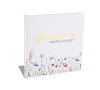 Komergave Libro de visitas para bodas, elegante libro de visitas con 144 páginas en blanco, 21 x 21 cm, libro de visitas para bodas, cumpleaños, despedidas de soltero, bautizo