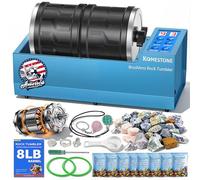 KomeStone G2 - Kit de vaso de roca profesional de doble barril, 8 libras | Pulidora de rocas sin escobillas de 8 libras (4 libras x 2), base de metal resistente, 3 velocidades, temporizador de 9 días