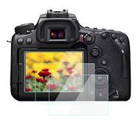 KOMET Protector de pantalla de vidrio para cámara Canon EOS 90D, 80D, 70D, 7DII 6DII, vidrio templado, antiarañazos, antiburbujas, antipolvo [3 unidades]
