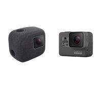 Komet WindSlayer - Funda de espuma para parabrisas + protector de pantalla de cristal (2 + 2 unidades) compatible con GoPro Hero 7 (negro solamente) / Hero 6 / Hero 5 acción digital