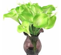 KOMEYA Artificial Plants,Artificial Flowers,20 Pcs Real Touch Calla Lily Bridal Latex Wedding Bouquet Flower Bouquets (Turquoise Blue) (Color : grn)