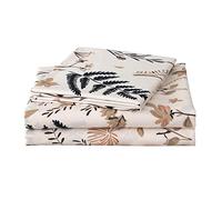 KOMFOR Juego de sábanas de 4 Piezas, tamaño Queen, diseño de Hojas Florales, 1 sábana encimera, 1 sábana Bajera, 2 Fundas de Almohada, Microfibra de Doble Cepillado, hipoalergénica, Juego de sábanas