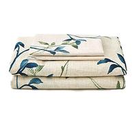KOMFOR - Juego de sábanas de 4 Piezas, tamaño Queen, diseño de Hojas Florales de Hotel, Ropa de Cama de Lujo - 1 sábana encimera, 1 sábana Bajera, 2 Fundas de Almohada, Microfibra de Doble Cepillado,