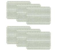 Komforbaa Juego de 6 salvamanteles rectangulares de algodón-Lino, Lavables y Antideslizantes, con patrón de Trenzado Blanco y Flecos, Resistentes al Calor para decoración Boho Verde