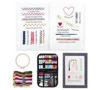 Komforbaa Kit de Bordado Mejorado para Principiantes, Libro de Punto de Cruz Sin Encuadernar con Patrones Esenciales, Aro de 16 cm, Hilo de 24 Colores, Herramientas Completas, Todo en Uno Portátil