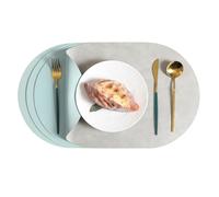 Komforbaa Oval Salvamanteles de Doble Cara Lavables, Juego de 4 Manteles Individuales, Tapetes Reutilizables con Resistencia al Calor para Mesa Comedor Hogar 44.5x30cm Gris Azulado