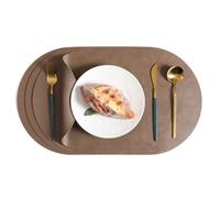 Komforbaa Oval Salvamanteles de Doble Cara Lavables, Juego de 4 Manteles Individuales, Tapetes Reutilizables con Resistencia al Calor para Mesa Comedor Hogar 44.5x30cm Marrón