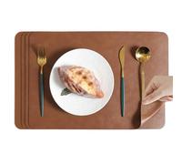 Komforbaa Rectangular Salvamanteles de Doble Cara Lavables, Juego de 4 Manteles Individuales, Tapet Reutilizables con Resistencia al Calor para Mesa Comedor Hogar 44.5x30cm Marrón