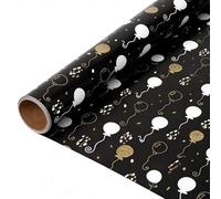 Komforbaa Rollo de papel de regalo con globos dorados, 17 pulgadas x 33 pies, papel de regalo para cumpleaños, fiesta, ideas para niños, papel de regalo de cumpleaños