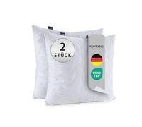 Komfortec Almohada de 45 x 45 cm, 2 Unidades, Acolchado con Microfibra, 350 g, cojín de Relleno Transpirable, antialérgico, Altura Ajustable, Paquete Doble, Suave y Ligero, Color Blanco