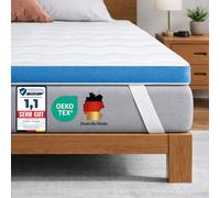 Komfortec - Cubrecolchón (140 x 200 cm, Espuma viscoelástica con Gel de 7,5 cm de Alto, Certificado Oeko-Tex, cubrecolchón Lavable, Funda de Aloe Vera