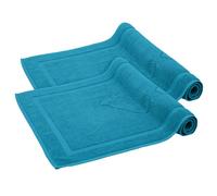 Komfortec Juego de 2 Alfombrillas de baño de Rizo, Lavables, 800 g/m², 100% algodón, Absorbente y de Secado rápido, 50 x 80 cm, Color Turquesa