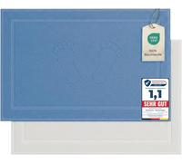 Komfortec Juego de 2 Alfombrillas de baño de Rizo, Lavables, 800 g/m², 100% algodón, Absorbente y de Secado rápido, 50 x 80 cm, Color Blanco/Azul Claro