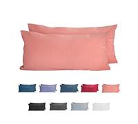 Komfortec Juego de 2 Fundas de Almohada de 100% algodón, 40 x 80 cm, Punto Supersuave, Funda de Almohada de 150 g/m², Color Polvo