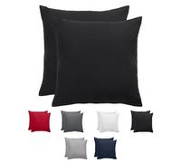 Komfortec Juego de 2 Fundas de Almohada de 40 x 40 cm, 100% Microfibra, Suave y Transpirable, con Cremallera, Lavable y fácil de Limpiar, Color Negro
