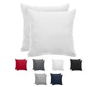 Komfortec Juego de 2 Fundas de Almohada de 40 x 40 cm, 100% Microfibra, Suave y Transpirable, con Cremallera, Lavable y fácil de Limpiar, Color Blanco