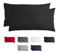 Komfortec Juego de 2 Fundas de Almohada de 40 x 80 cm, Microfibra cepillada, con Cremallera, Transpirable y Suave, Color Negro