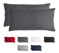 Komfortec Juego de 2 Fundas de Almohada de 40 x 80 cm, Microfibra cepillada, con Cremallera, Transpirable y Suave, Color Antracita