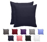 Komfortec Juego de 2 Fundas de Almohada de 50 x 50 cm, con Cremallera, 100% poliéster Cepillado, 120 g/m², Juego de Fundas de Almohada, Muy Suave, Color Azul