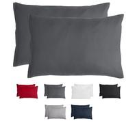 Komfortec Juego de 2 Fundas de Almohada de 50 x 70 cm, Microfibra cepillada con Cremallera, Transpirable y Suave, Color Antracita