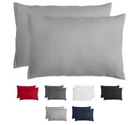 Komfortec Juego de 2 Fundas de Almohada de 50 x 70 cm, Microfibra cepillada con Cremallera, Transpirable y Suave, Color Gris