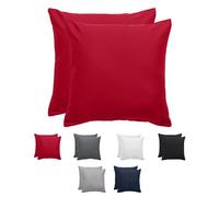 Komfortec Juego de 2 Fundas de Almohada de 80 x 80 cm, Microfibra cepillada, con Cremallera, Transpirable y Suave, Color Rojo