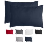 Komfortec Juego de 2 Fundas de Almohada prémium de 50 x 70 cm con Cremallera, 100% poliéster 120 g/m², Funda de Almohada Muy Suave, Juego de Fundas de cojín, Color Azul