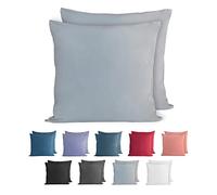 Komfortec Juego de 2 Fundas de cojín 100% algodón, 50 x 50 cm, Funda de Almohada Supersuave de Punto Jersey de 150 g/m², Color Gris