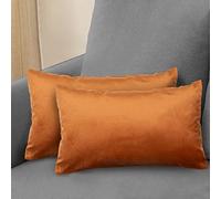 Komfortec Juego de 2 Fundas de cojín de Terciopelo de 30 x 50 cm, Decorativas, Fundas de Almohada, Dormitorio, Funda de cojín Decorativa para sofá y sofá con Cremallera, Color Naranja