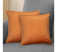 Komfortec Juego de 2 Fundas de cojín de Terciopelo de 40 x 40 cm, Decorativas, Fundas de Almohada, Dormitorio, Funda de cojín Decorativa para sofá y sofá con Cremallera, Naranja