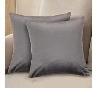 Komfortec Juego de 2 Fundas de cojín de Terciopelo de 45 x 45 cm, Decorativas, Fundas de Almohada, Dormitorio, Funda Decorativa para cojín de sofá y sofá con Cremallera, Antracita