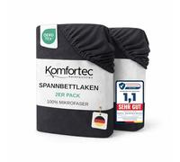 Komfortec Juego de 2 sábanas bajeras ajustables de microfibra, 200 x 200 cm, sábana bajera ajustable suave con goma en todo el contorno, sábana ajustada para colchones de hasta 30 cm, antracita