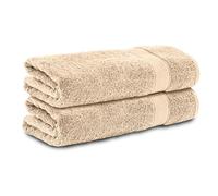 Komfortec Juego de 2 Toallas de Mano 50 x 100 cm - 100% Algodón - Suaves y Absorbentes - para Baño y Lavabo - Beige
