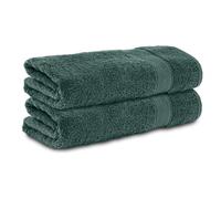 Komfortec Juego de 2 Toallas de Mano 50 x 100 cm - 100% Algodón - Suaves y Absorbentes - para Baño y Lavabo - Verde Oscuro