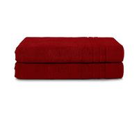 Komfortec Juego de 2 Toallas de Sauna 70 x 200 cm, 100% Algodón, Toallas XXL para Sauna, Suaves, Grandes, de Rizo y de Secado Rápido, Rojo