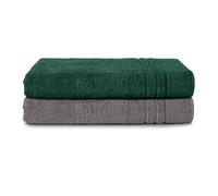 Komfortec Toallas de baño Jumbo, 100% algodón, Secado rápido, 80 x 200, Gris y Verde Oscuro