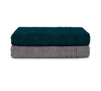 Komfortec Toallas de baño Jumbo, 100% algodón, Secado rápido, 80 x 200, Gris y Verde Azulado