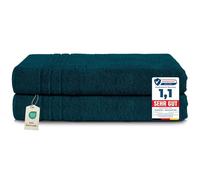 Komfortec Juego de 2 Toallas de Sauna 80 x 200 cm, 100% Algodón, Toallas XXL para Sauna, Suaves, Grandes, de Rizo y de Secado Rápido, Petróleo