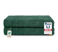 Komfortec Juego de 2 Toallas de Sauna 80 x 200 cm, 100% Algodón, Toallas XXL para Sauna, Suaves, Grandes, de Rizo y de Secado Rápido, Verde Oscuro