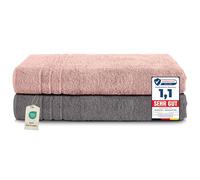 Komfortec Toallas de baño Jumbo, 100% algodón, Secado rápido, 80 x 200, Gris y Rosa