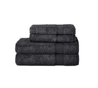 Komfortec Juego de 4 Toallas 100% Algodón - 2 Toallas de Baño 70 x 140 cm y 2 Toallas de Lavabo 50 x 100 cm - Juego de Toallas Suaves y Absorbentes - Negro