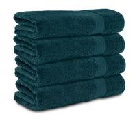Komfortec Juego de 4 Toallas de Baño 70 x 140 cm - 100% Algodón - Suaves y Alta Absorción - Azul Petróleo