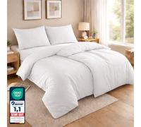 Komfortec Juego de Ropa de Cama de 135 x 200 cm, 4 Piezas, 2 Fundas nórdicas de 135 x 200 cm y 2 Fundas de Almohada de 80 x 80 cm, Color Blanco con Cremallera