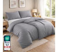Komfortec Juego de Ropa de Cama de 135 x 200 cm, 4 Piezas, 2 Fundas nórdicas de 135 x 200 cm y 2 Fundas de Almohada de 80 x 80 cm, Color Gris con Cremallera