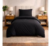 Komfortec Juego de Ropa de Cama de 135 x 200 cm con 1 Funda de Almohada de 80 x 80 cm, Microfibra cepillada, Color Negro