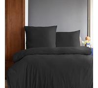 Komfortec Juego de Ropa de Cama de 200 x 200 cm con 2 Fundas de Almohada de 80 x 80 cm, Microfibra cepillada, Color Negro