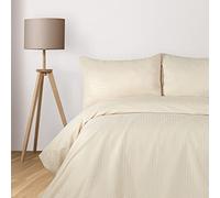 Komfortec Juego de Ropa de Cama de Lujo de 200 x 200 cm, 3 Piezas, con Fundas de Almohada, de Microfibra con Cremallera, Suave y no Necesita Planchado, Color Beige