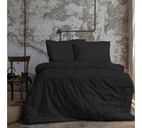 Komfortec Juego de Ropa de Cama Premium de 140 x 200 cm y Funda de Almohada de 80 x 80 cm, 100% Microfibra de poliéster Cepillado, 120 g/m², 2 Piezas, Color Negro