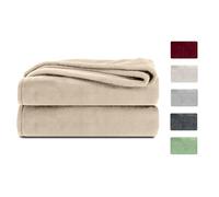 Komfortec Manta mullida, Manta de Forro Polar, Certificado Öko-Tex, Muy Suave, 150 x 200 cm, 260 g/m², Color Beige
